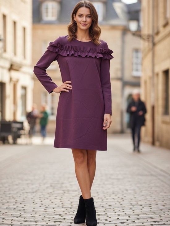 Ted Baker London Dresses & Skirts - Brand New Ted Baker London Ruffle Trim Long Sleeve Dress in Burgundy